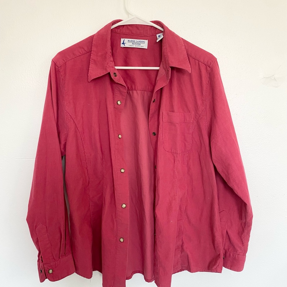 Women’s Marsh Landing Petites Large Pink Button Down